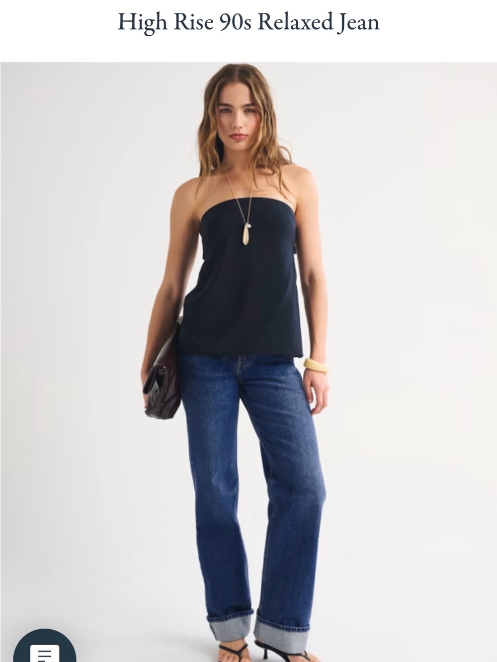 Abercrombie High-Rise Straight Leg Jeans  with Cuff in Dark Blue, Size 26 Long